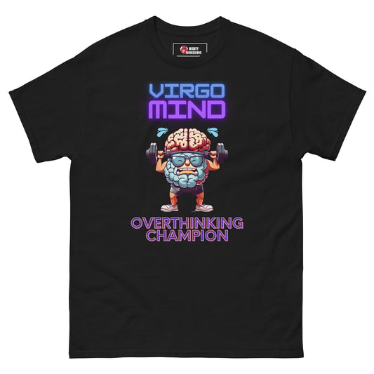 Buy the best Virgo "Virgo Mind, Overthinking Champion" Graphic Teemerchandise at Mighty Expressions.