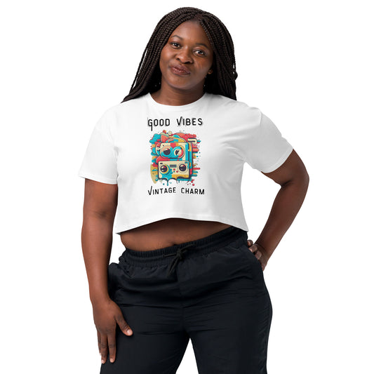 Good Vibes Vintage Charm Cropped Tops 