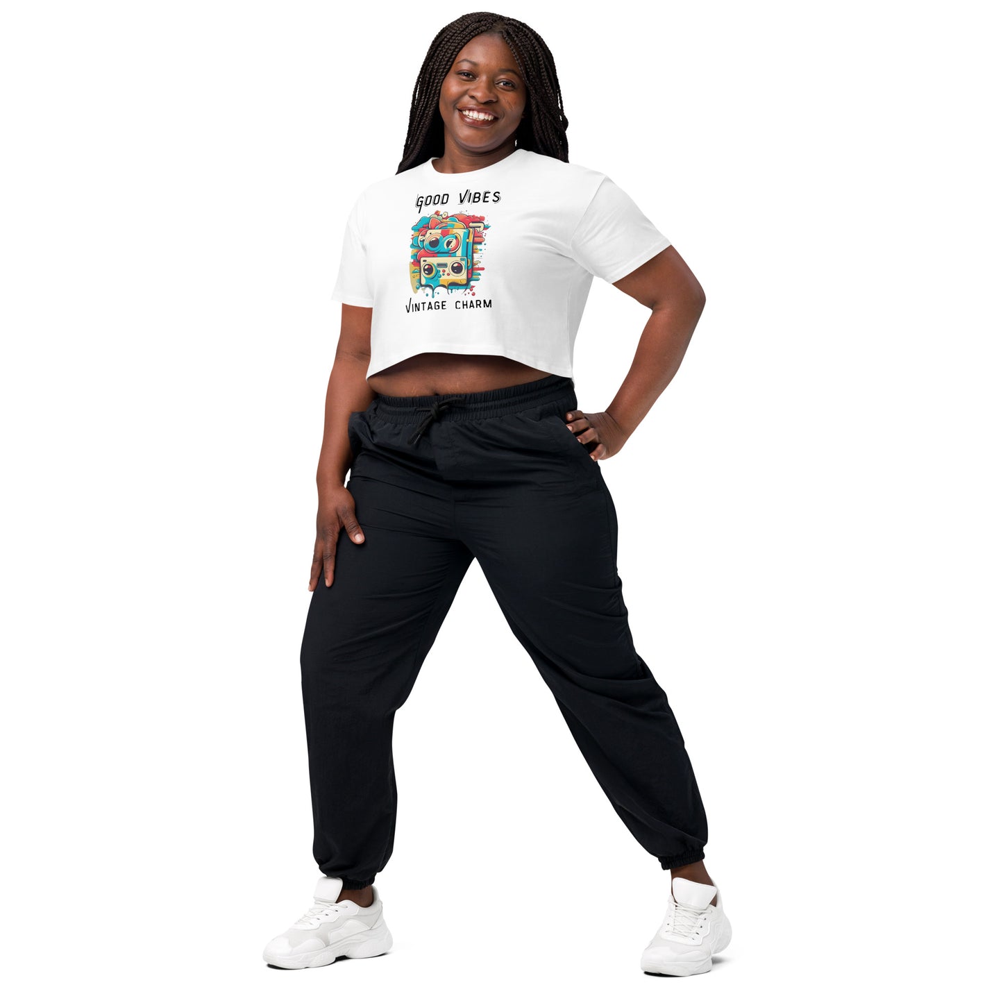 Good Vibes Vintage Charm | Embrace Retro Style Crop Top | Mighty Self-Expressions