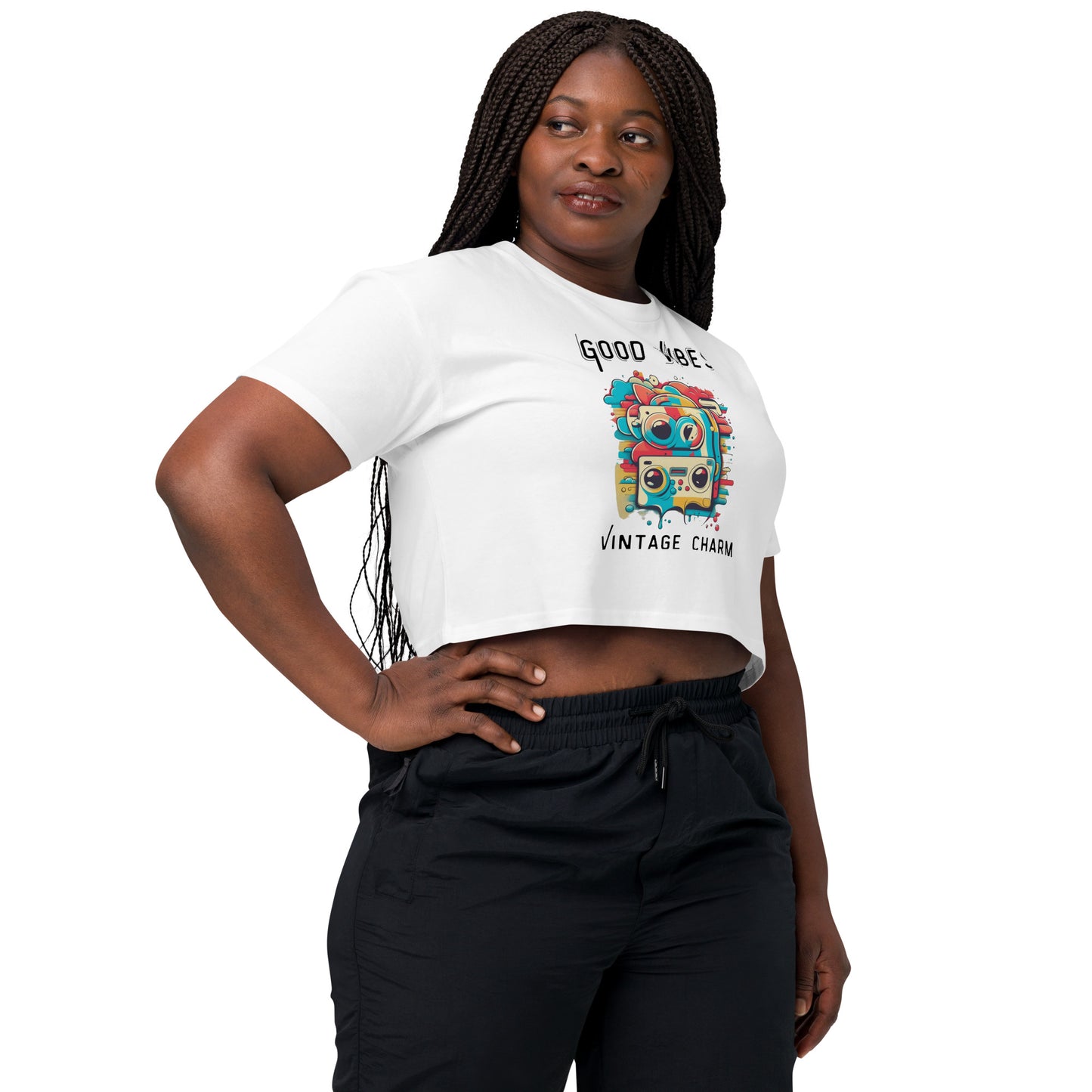 Good Vibes Vintage Charm | Embrace Retro Style Crop Top | Mighty Self-Expressions