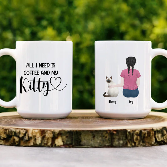 Coffee and My Kitty Customizable Mug | White Glossy Mug