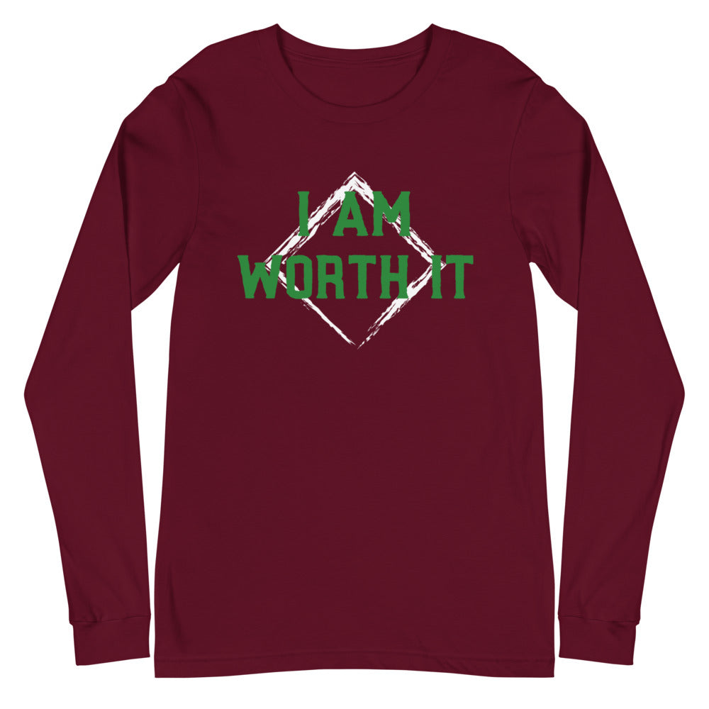 I Am Worth It Unisex Long Sleeve Tee | Mighty Affirmations 